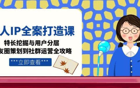 个人IP全案打造课，特长挖掘与用户分层，朋友圈策划到社群运营全攻略
