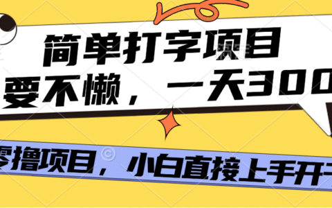 打字项目，零撸项目，一天可撸300+，多劳多得