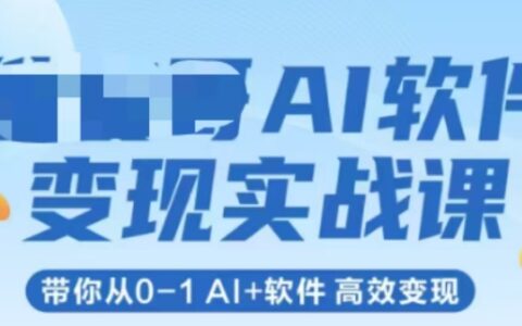 AI软件变现实战课，带你从0-1 Al+软件 高效变现
