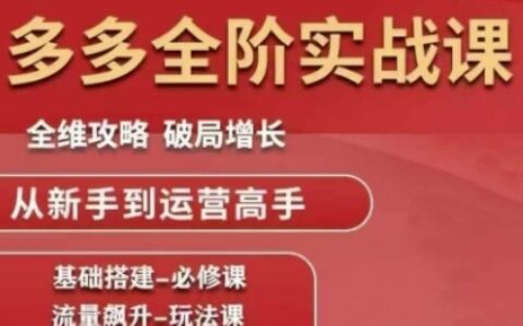 拼多多全阶实战课程，全维攻略，破局增长，从新手到运营高手