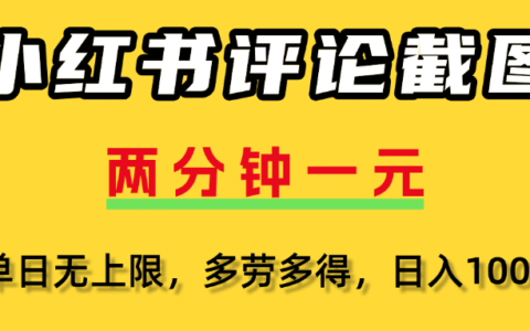 小红书评论截图，一条0.5元，多劳多得！