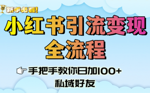 新手必看！小红书引流变现全流程，手把手教你日加100+私域好友