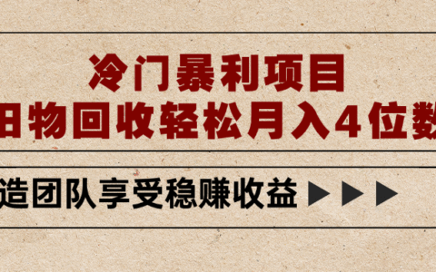 冷门暴L项目，旧物回收轻松月入4位数