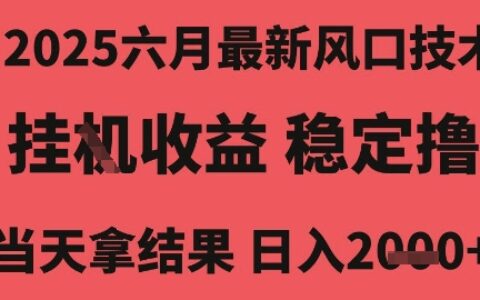 2025六月最新风口技术，无人挂G撸礼物，长期稳定 一个小时收益2k+，小白当天拿结果