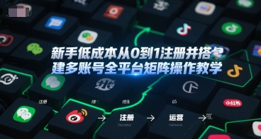 新手低成本从0到1注册并搭建多账号全平台矩阵操作教学，手机号-邮箱-IP-工具