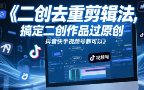 短视频二创去重剪辑法，搞定二创作品过原创，抖音快手视频号都可以