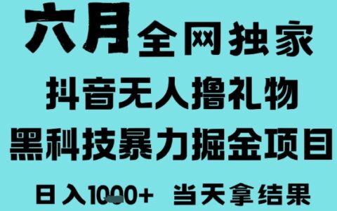 25年6月高爆抖音无人直播最新撸音浪掘金项目，门槛低小白可做，无脑日入1k，可矩阵放大