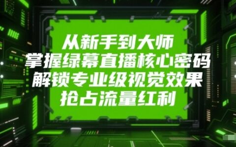 从新手到大师，掌握绿幕直播核心密码！解锁专业级视觉效果，抢占流量红利！