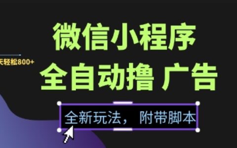 微信小程序全自动撸广告项目，彻底解决没流量的问题，新手一天8张+
