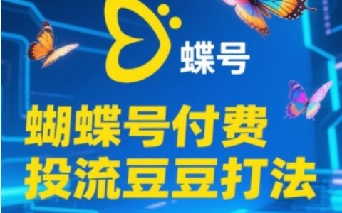 2025蝴蝶号付费投流豆豆打法，助新手快速掌握付费流量撬动自然流的核心玩法