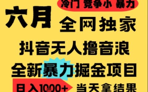 25年6月高爆抖音无人直播最新撸音浪掘金项目，小白可做，无脑日入1k+，门槛低可批量矩阵
