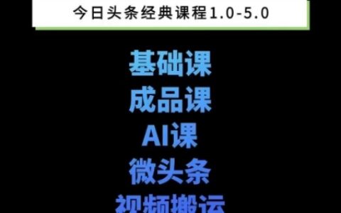 头条图文课1-5期教你头条图文写作、微头条、视频搬运变现，适合新手快速起号玩法