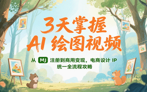 3天掌握AI绘图视频，从MJ 注册到商用变现，电商设计IP统一全流程攻略