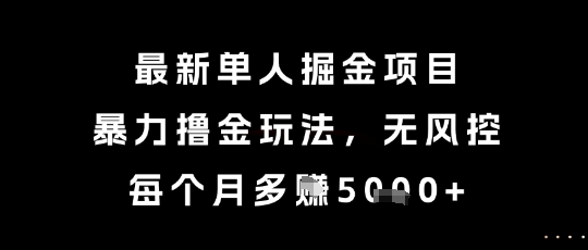 最新单人掘金项目，爆栗撸金玩法，无风控，每个月多挣5k+