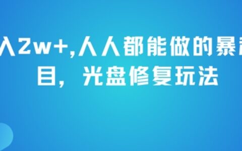 月入2w+，人人都能做的暴L项目，光盘修复玩法