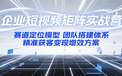 企业短视频矩阵实战营：赛道定位模型+团队搭建体系+精准获客变现增效方案