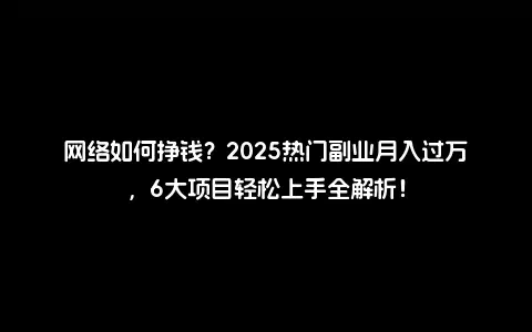 网络如何挣钱？2025热门副业月入过万，6大项目轻松上手全解析！