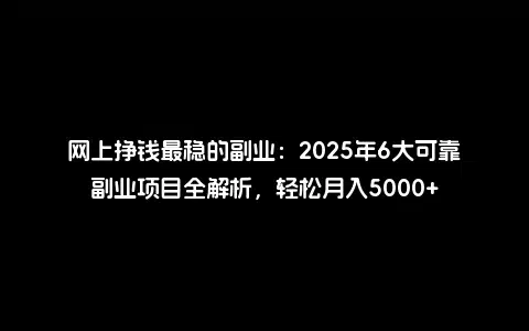 网上挣钱最稳的副业:2025年6大可靠副业项目全解析,轻松月入5000+ - 网创项目网