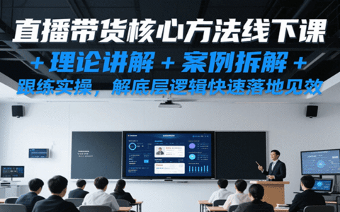 直播带货核心方法线下课，理论讲解+案例拆解+跟练实操，解底层逻辑快速落地见效