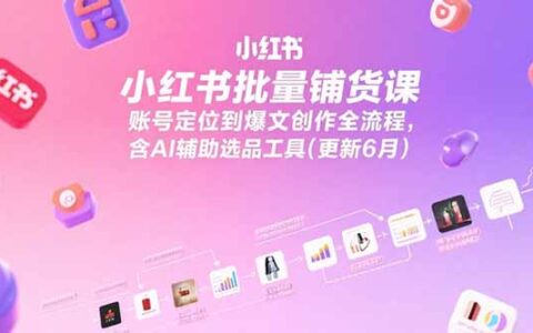 小红书批量铺货课，账号定位到爆文创作全流程，含AI辅助选品工具(更新6月)