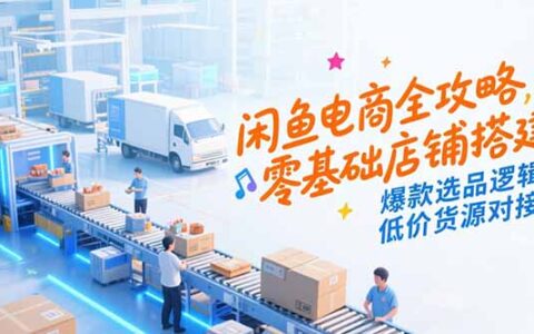 闲鱼电商全攻略，零基础店铺搭建，爆款选品逻辑，低价货源对接