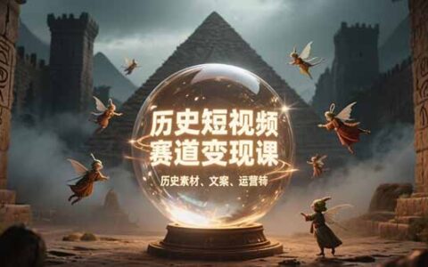 历史短视频赛道变现课，百集素材库应用，文案剪辑技巧，账号运营全案