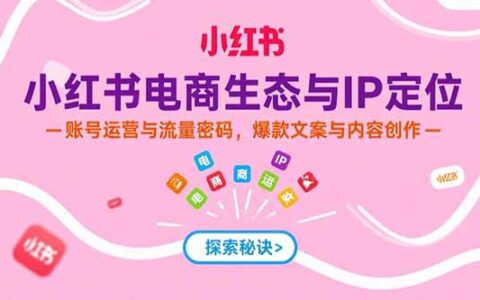 小红书电商生态与IP定位，账号运营与流量密码，爆款文案与内容创作