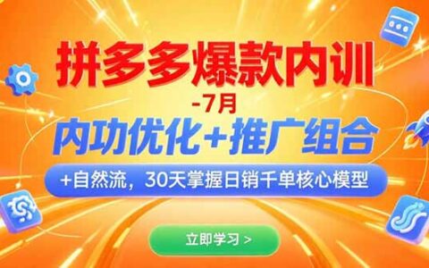 拼多多爆款内训-7月 内功优化+推广组合+自然流 30天掌握日销千单核心模型