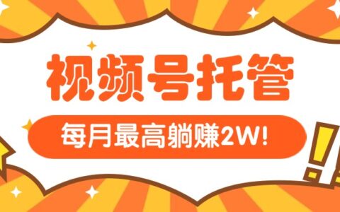【视频号托管 】我提供视频，你每天５分钟复制发布，最高月入1W