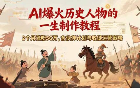 AI历史人物赛道课程，2个月涨粉56万，含伙伴计划与收徒运营策略