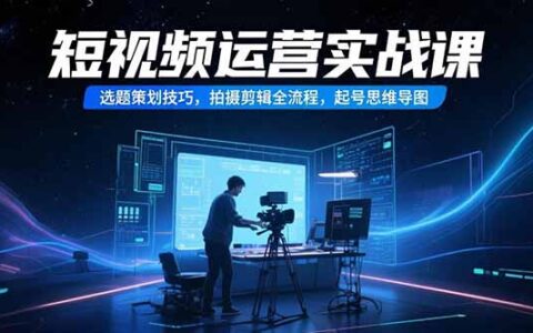 短视频运营实战课，选题策划技巧，拍摄剪辑全流程，起号思维导图