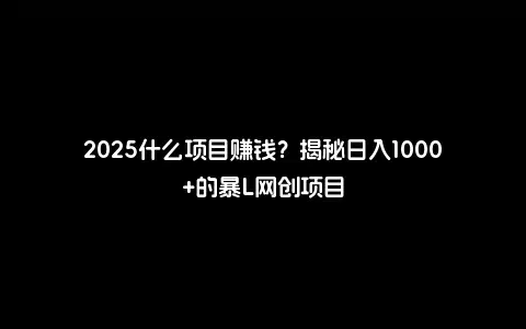 2025什么项目赚钱？揭秘日入1000+的暴L网创项目