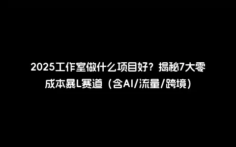 2025工作室做什么项目好？揭秘7大零成本暴L赛道（含AI/流量/跨境）