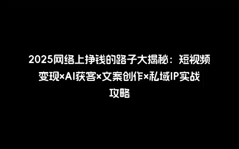 2025网络上挣钱的路子大揭秘：短视频变现×AI获客×文案创作×私域IP实战攻略