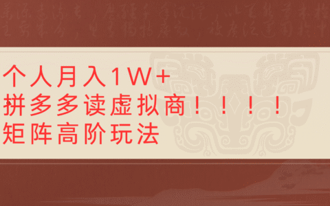 个人月入1W+拼多多读虚拟商矩阵高阶玩法