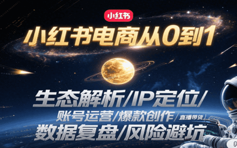 小红书电商从0到1：生态解析/IP定位/ 账号运营/爆款创作/直播带货/数据复盘/风险避坑