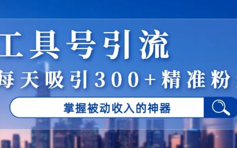 工具号引流，掌握被动收入的神器，每天吸引300+精准粉丝