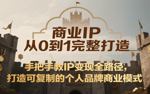 商业IP从0到1完整打造，手把手教IP变现全路径，打造可复制的个人品牌商业模式