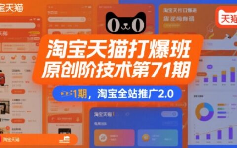淘宝天猫打爆班原创高阶技术第71期，淘宝全站推广2.0