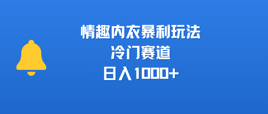 情趣内衣暴L玩法，冷门赛道，日入1000+
