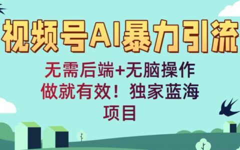 视频号AI爆栗引流：无需后端+无脑操作，做就有效！独家蓝海项目