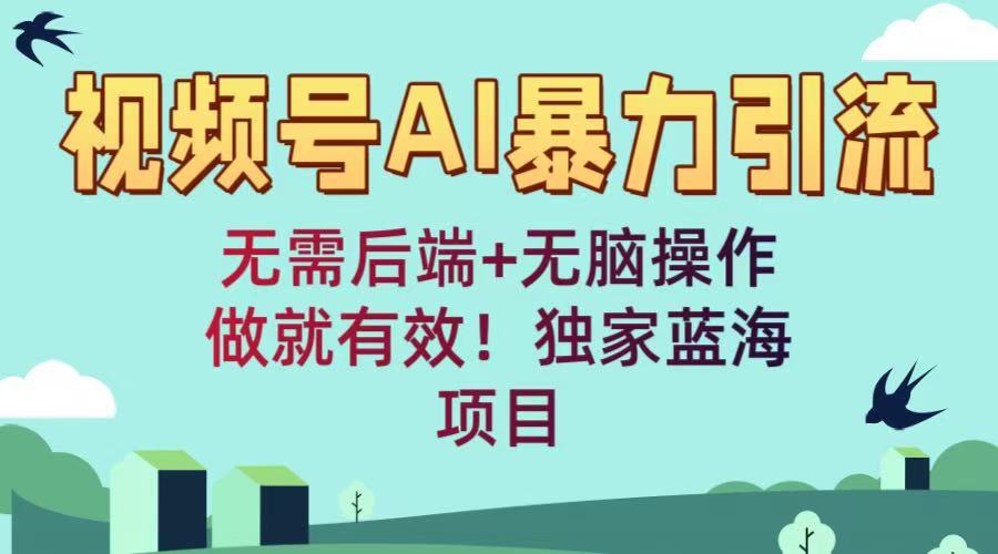 视频号AI爆栗引流：无需后端+无脑操作，做就有效！独家蓝海项目