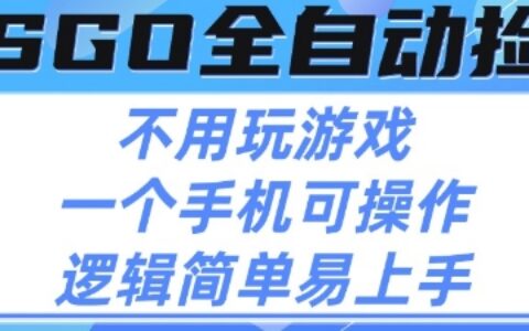 CSGO自动捡漏项目，最新独家玩法，不用挂G不用玩游戏，一个手机即可操作，新手小白轻松月入1W+