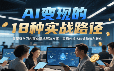AI变现的18种实战路径，零基础学习AI商业落地解决方案，实现AI技术的被动收入转化