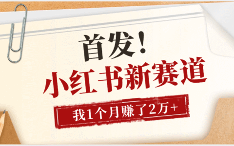 【首发】小红书全新赛道，我自己靠这个项目上个月收益2W+