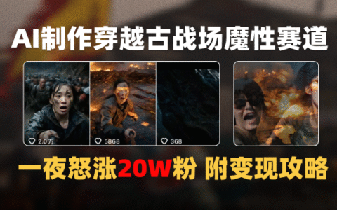 AI制作穿越古战场视频一夜涨粉20W保姆级教学（附AI变现指南）