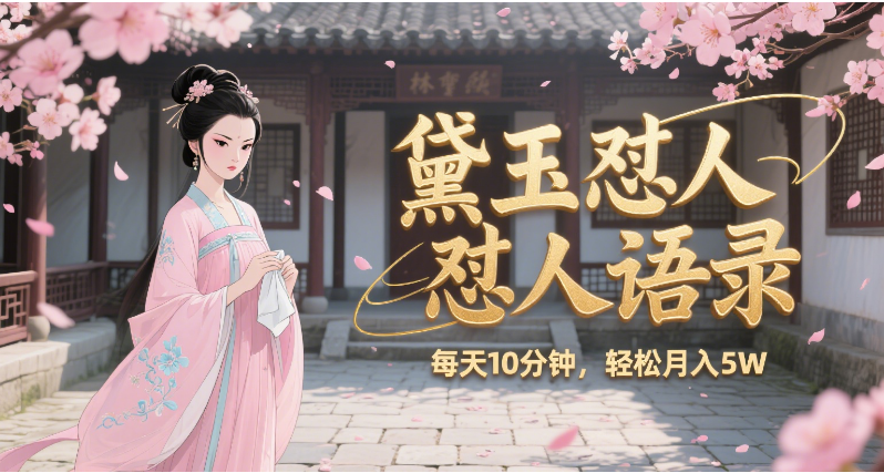 林黛玉怼人语录 怼人鸡汤  AI产出图片视频文案 每天十分钟 附提示词文案库  带书 带素材 带提示词 带虚拟资料 带徒弟 创作者分成 月入5W+