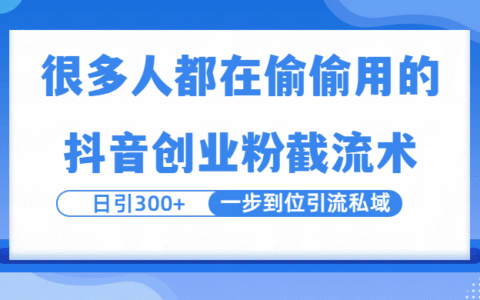 很多人都在偷偷用的抖音创业粉截留术，日引300+，一步到位引流到私域