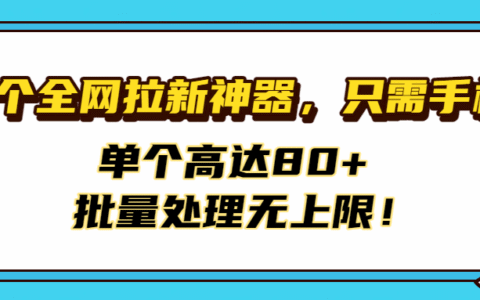 首个全网拉新神器，只需手机，单个高达80+，批量处理无上限！