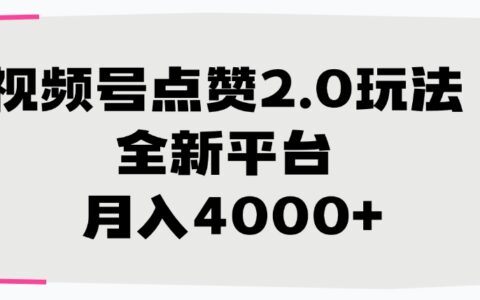 视频号点赞2.0玩法，月入4000+，全新平台